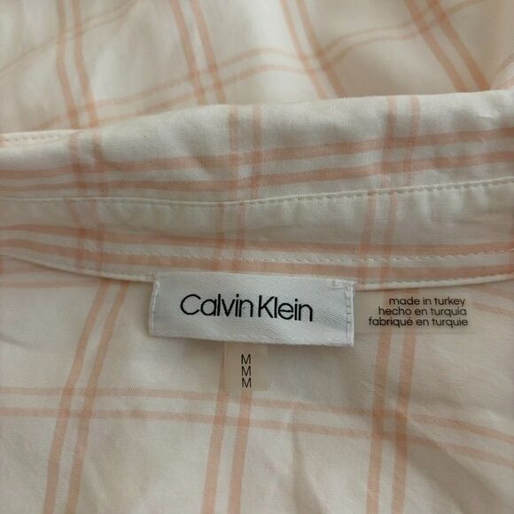 Calvin Klein Blouse Women's Medium Plaid Button Up Long Sleeve Casual Top - Picture 7 of 9
